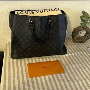 Louis Vuitton grand sac monogram eclipse black business travel tote bag